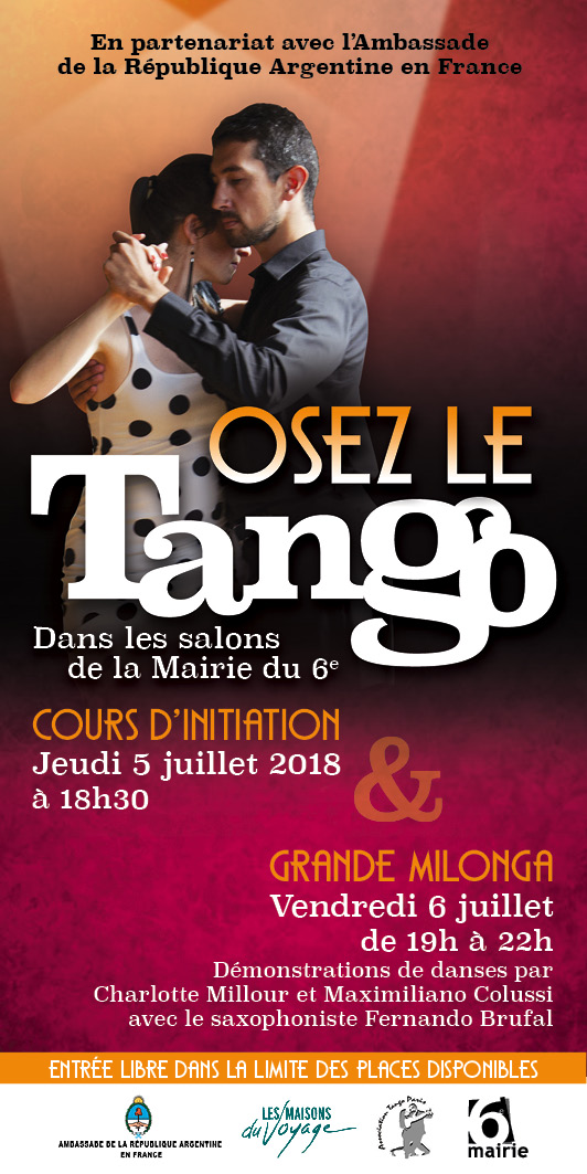 5 et 6 juillet Grande MILONGA à la Mairie du 6ème + Initiation au