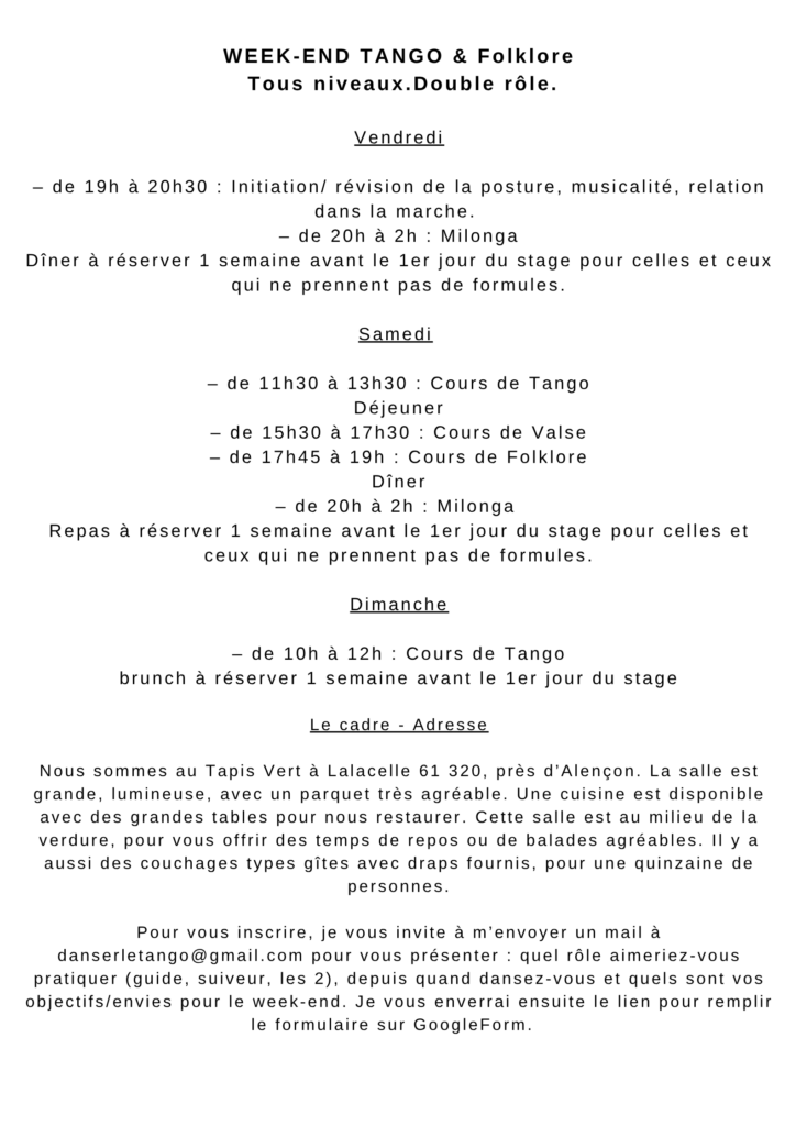 Stage Tango Normandie