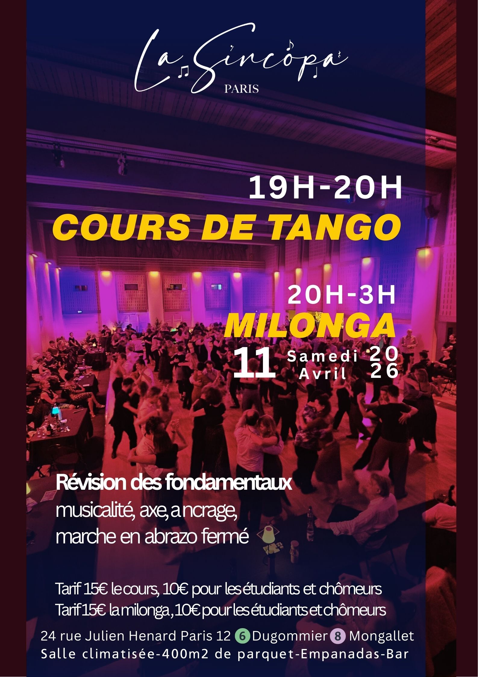 Cours de Tango à la Sincopa